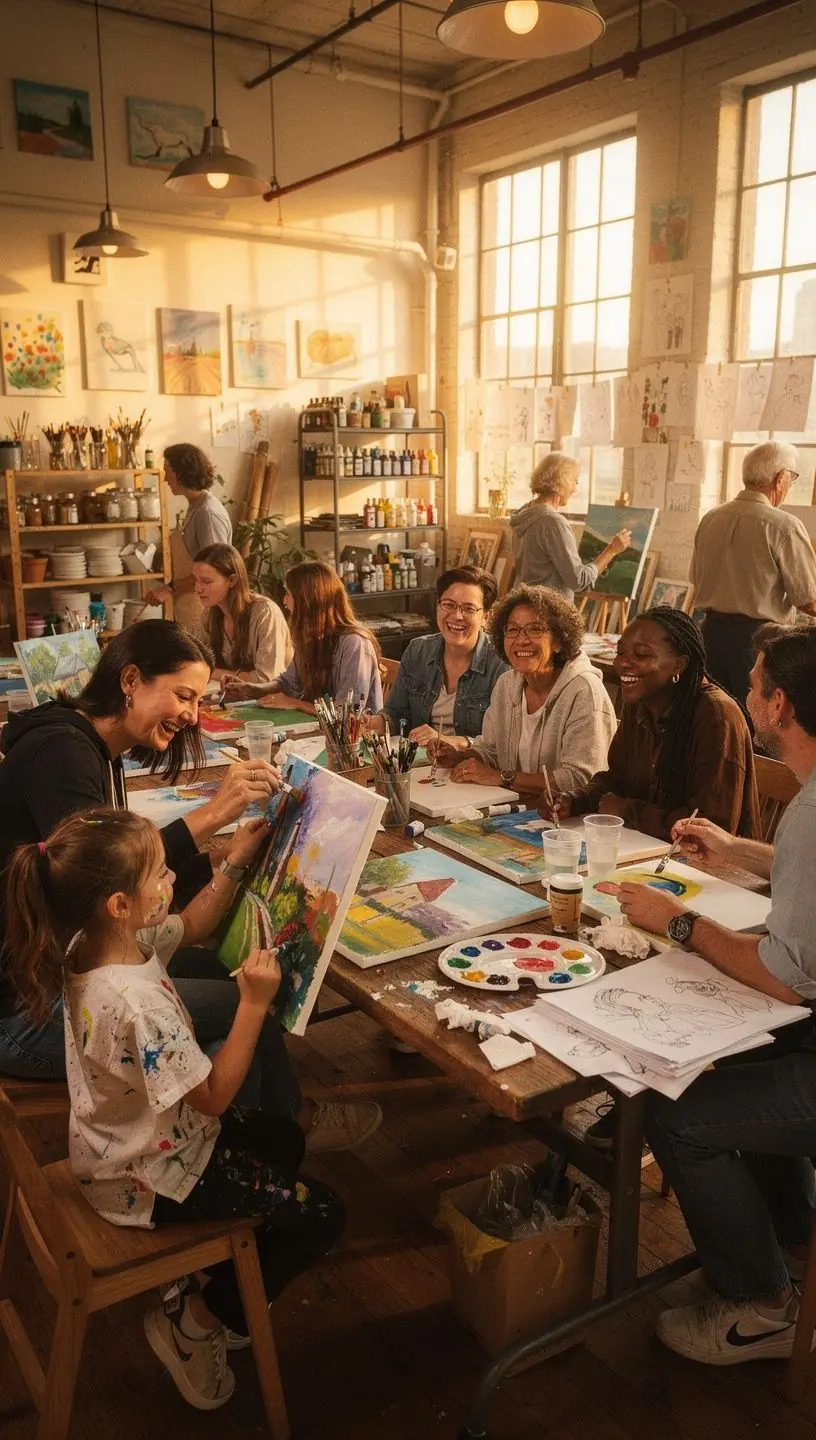 Interactive workshop participants engaging in creative activities.